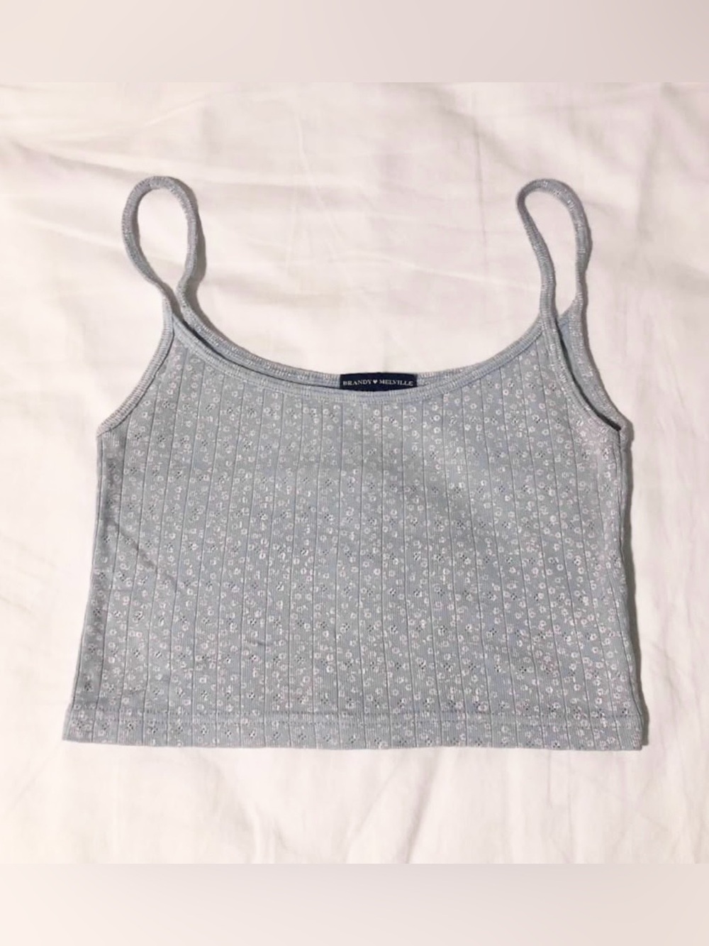 Brandy Melville Light Blue Floral Tank Top